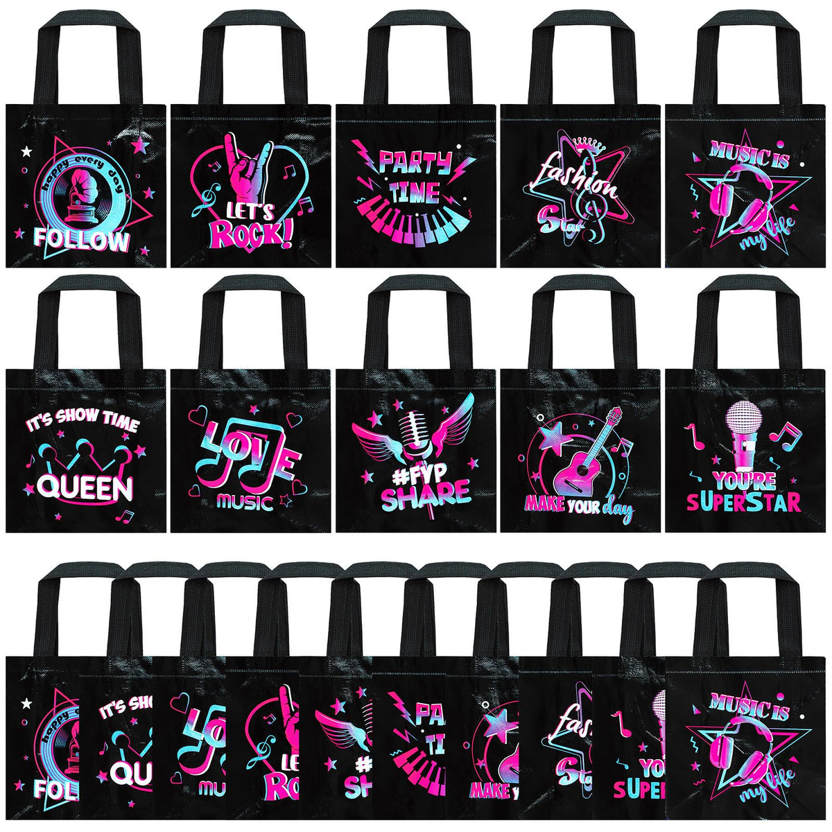 Pinkunn 20 Pcs Music Party Favor Bags Non-woven Gift Bags Music Party Favors Treat Candy Boxes for Teens Theme Gifts Supplies