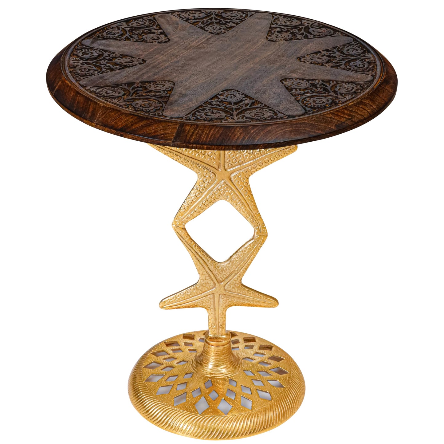 Alpha Living Home Side Table,End Table,End Tables Living Room,Side Tables Living Room,Nightstands,Small Side Table, Modern Nightstand for Bedroom, Corner & Office (Walnut Gold), 18x20.5