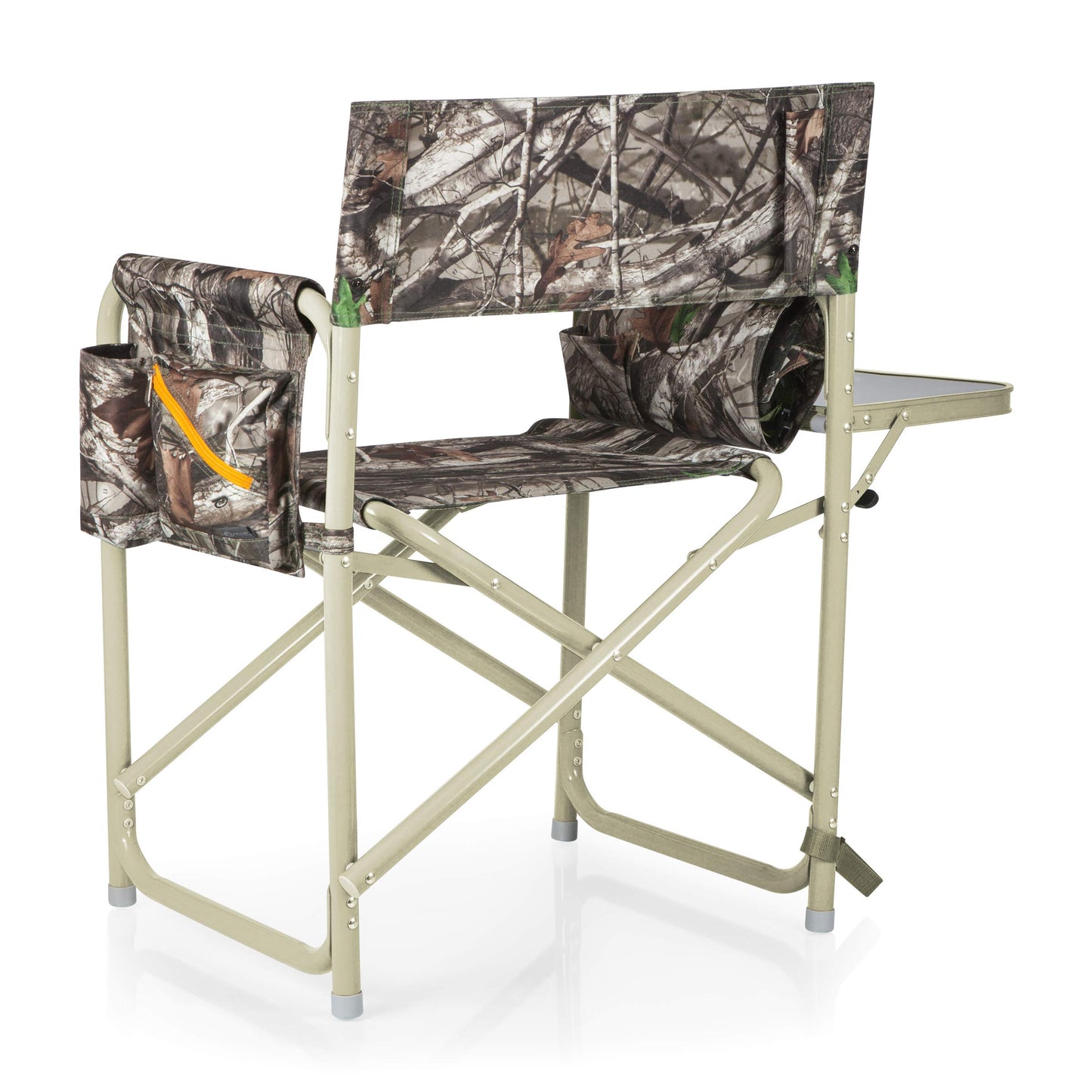 PICNIC TIME Outdoor Directors Chair with Side Table, 300 lb Capacity Folding Outdoor Beach Chair for Adults with Foldaway Backpack Straps, Armrest Caddy, and Umbrella Loop (Camouflage)