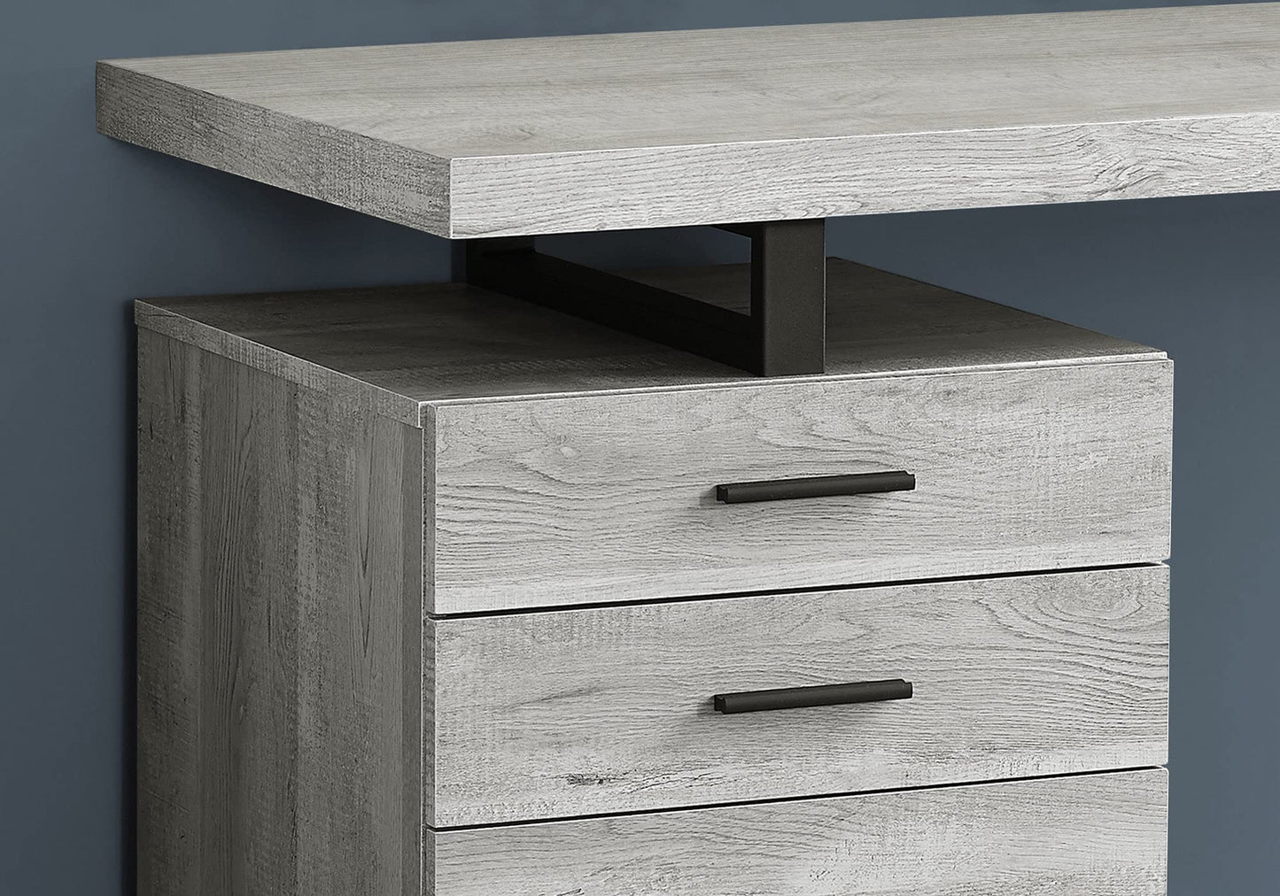 Monarch Specialties Computer Desk with File Cabinet - Left or Right Set- Up - 48"L (Grey Reclaimed Wood Look)