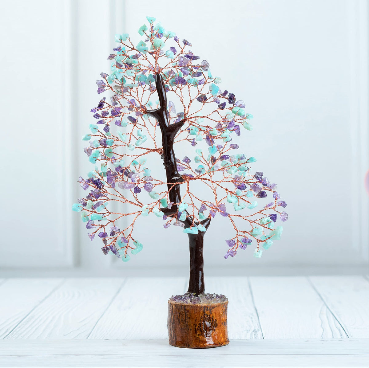 Crocon® Amethyst & Amazonite Crystal Tree Home Decor, Birthday Gifts for Women, Sister Gemstone Gift for Her Money Tree Crystals and Healing Stones House Warming Gift New Home Spiritual Decor Present