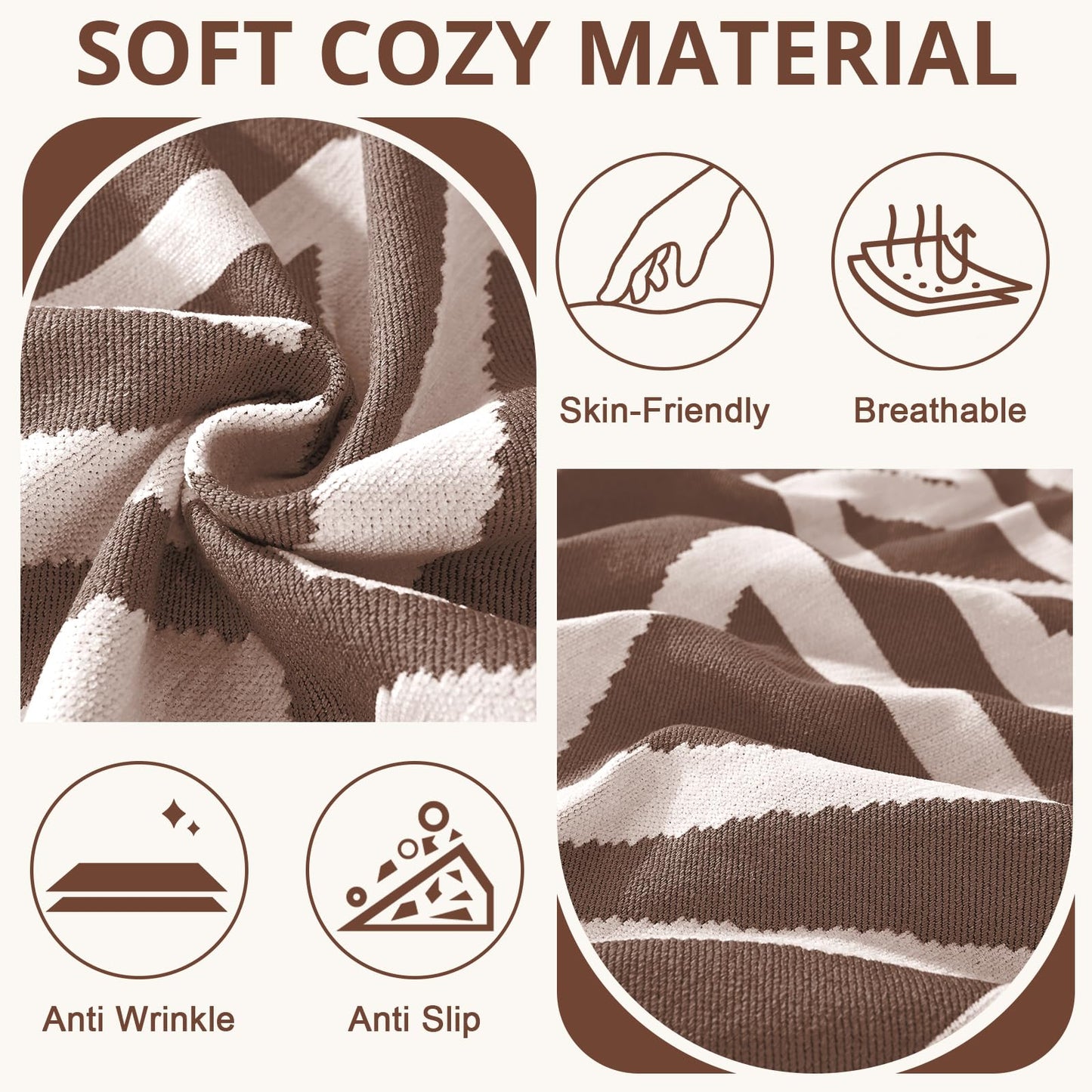 Royhom Sectional Couch Covers 2 Pieces, L Shaped Couch Cover Blanket, Boho Sofa Covers Washable, Sofa Slipcover with Tassel, Suitable for All Seasons (71"x118"+71"x118", Coffee)