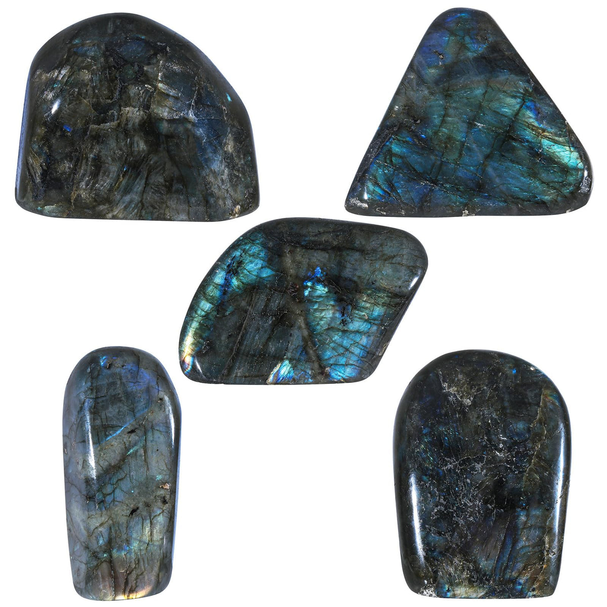 mookaitedecor Natural Labradorite Stone Slab Specimen, Irregular Polished Self Standing Palm Stone for Meditation Home Decor Crystal Collectible, 0.44-0.66 LB