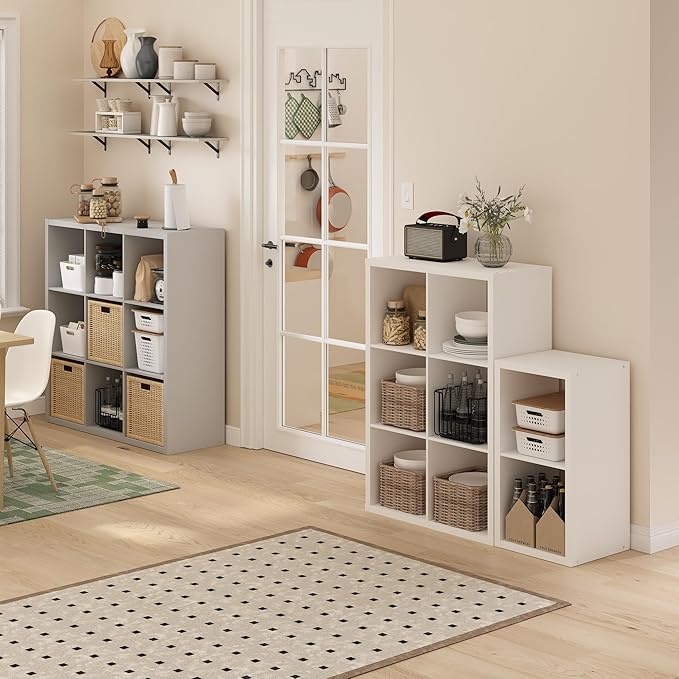 Furinno Cubicle Open Back Decorative Cube Storage Organizer, Light Grey