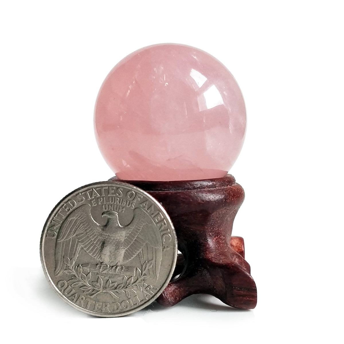 Polar Jade Rose Quartz Crystal Ball – 1.2" Pink Crystal Sphere for Meditation, Feng Shui, Chakra Healing, Divination, and Home Décor