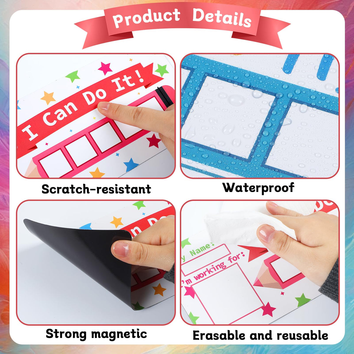 3 Sets Magnetic Rewards Chart for Kids I Can Do It Token Board Pencil Themed Behavior Chart at Home Positive Star and Customization Goal Box Incentives for Teacher Essentials Elementary Classroom
