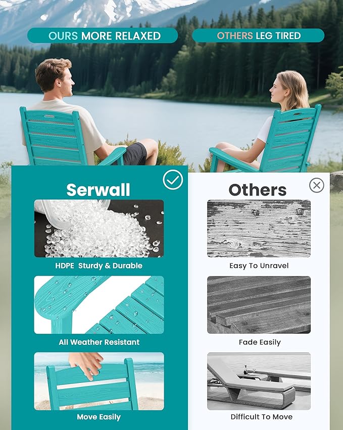 SERWALL Outdoor Rocking Chair, Oversized Rocking Chair