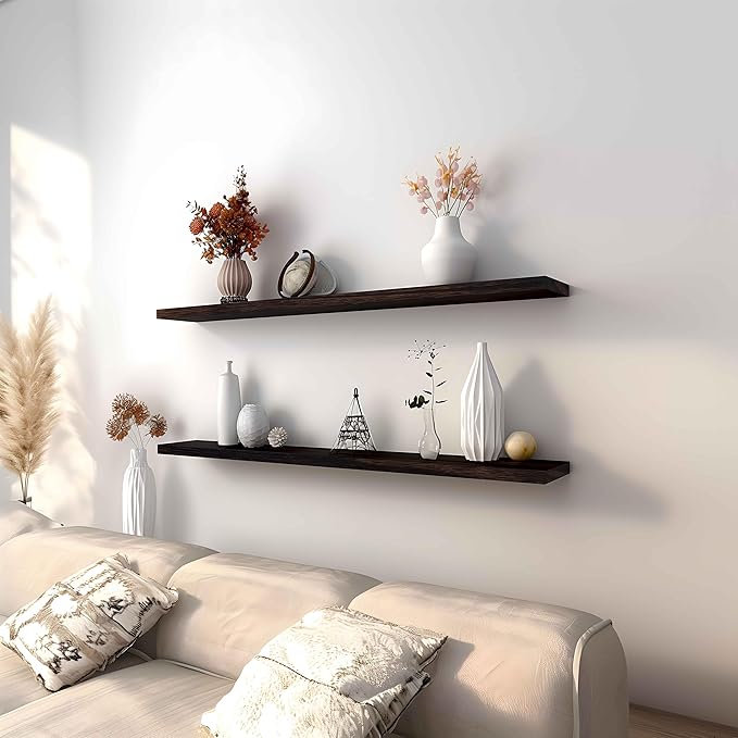 YYWUOJJ Wood Floating Shelves for Wall Decor, Rustic Wall Shelves for Bedroom