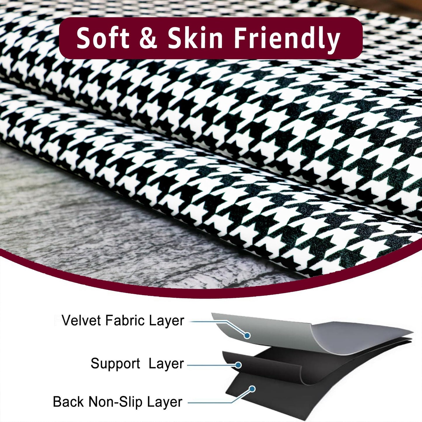 AmazeCov Non Slip Headrest Cover for Recliner Chair, Velvet Printed Lazy Boy Recliner Headrest Cover, Furniture Headrest Protector for Office Chair Theater Seat and Sofa, Houndstooth