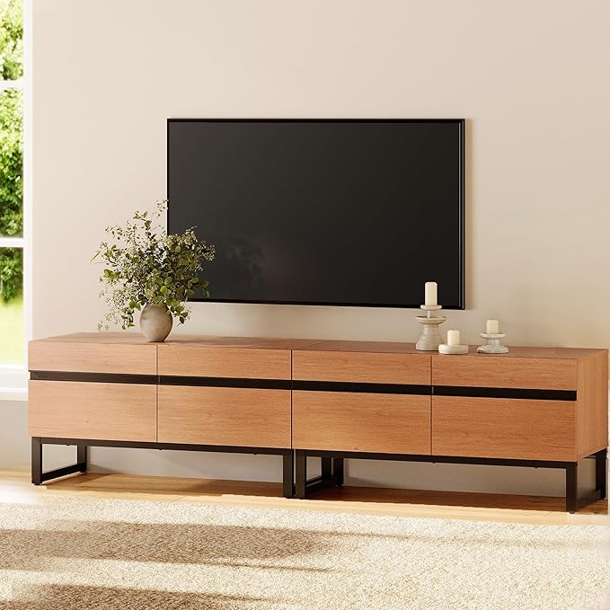 WAMPAT Modern TV Stand for 50-75 Inch TVs, Wood Entertainment Center