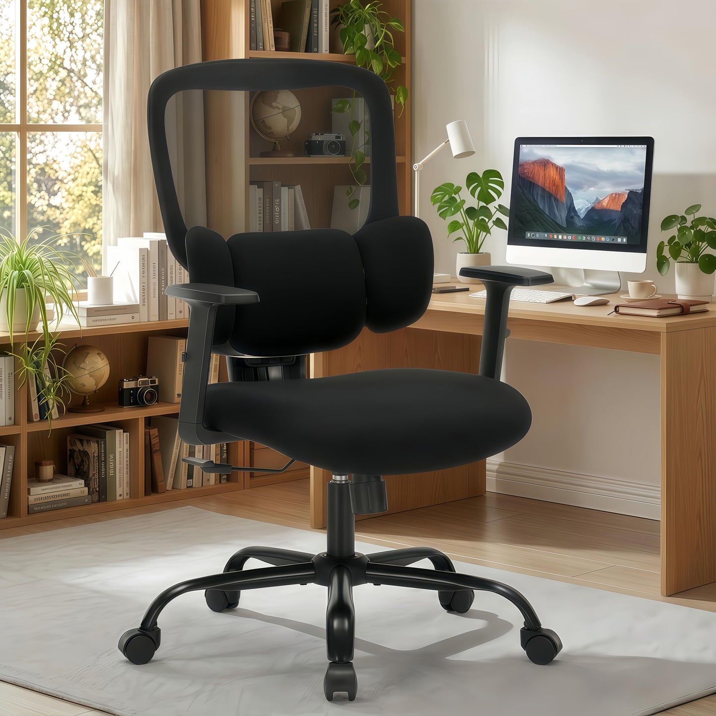ZLHECTO® Ergonomic Office Chair, Executive Office Chair with Lumbar Support, Adjustable Height Arms 360° Swivel Mesh Desk Chair, Quiet Rolling Computer Chair for Home Office BIFMA Certified-300LBS