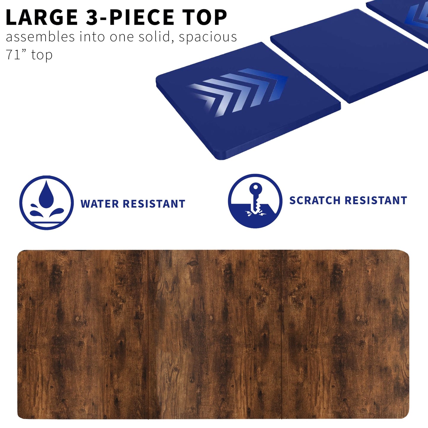 VIVO Universal 71 x 36 inch Table Top for Standard and Sit to Stand Height Adjustable Home and Office Desk Frames, Rustic Vintage Brown Extra-Wide Desktop, DESK-TOP72-36N