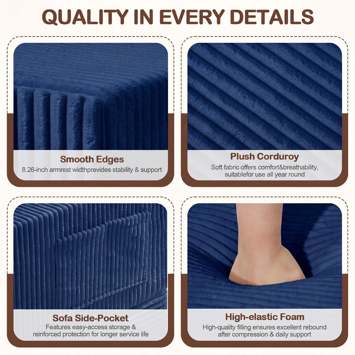 Winzoo Boneless Loveseat Couch Folding Sofa Bed, Foldable Floor Futon Sleeper Couch Bed - Convertible Sofa Bed, Corduroy Pull Out Sofa Bed with 2 Pillows for Living Room & Bedroom