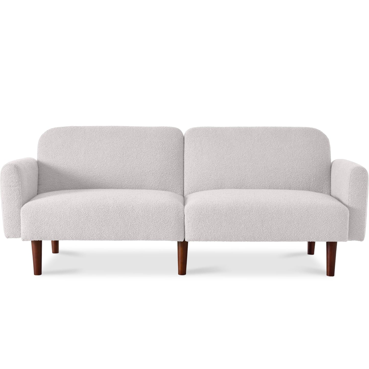 Best Choice Products 77" Mid Century Modern Boucle Loveseat Sofa, Couch, Convertible Sofa Sleeper Bed w/Real Wood, Removable Armrest - Frost Gray