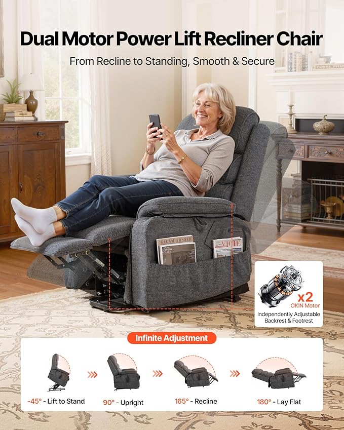 VEVOR Power Lift Recliner Chair, Dual Motor Lift Chair