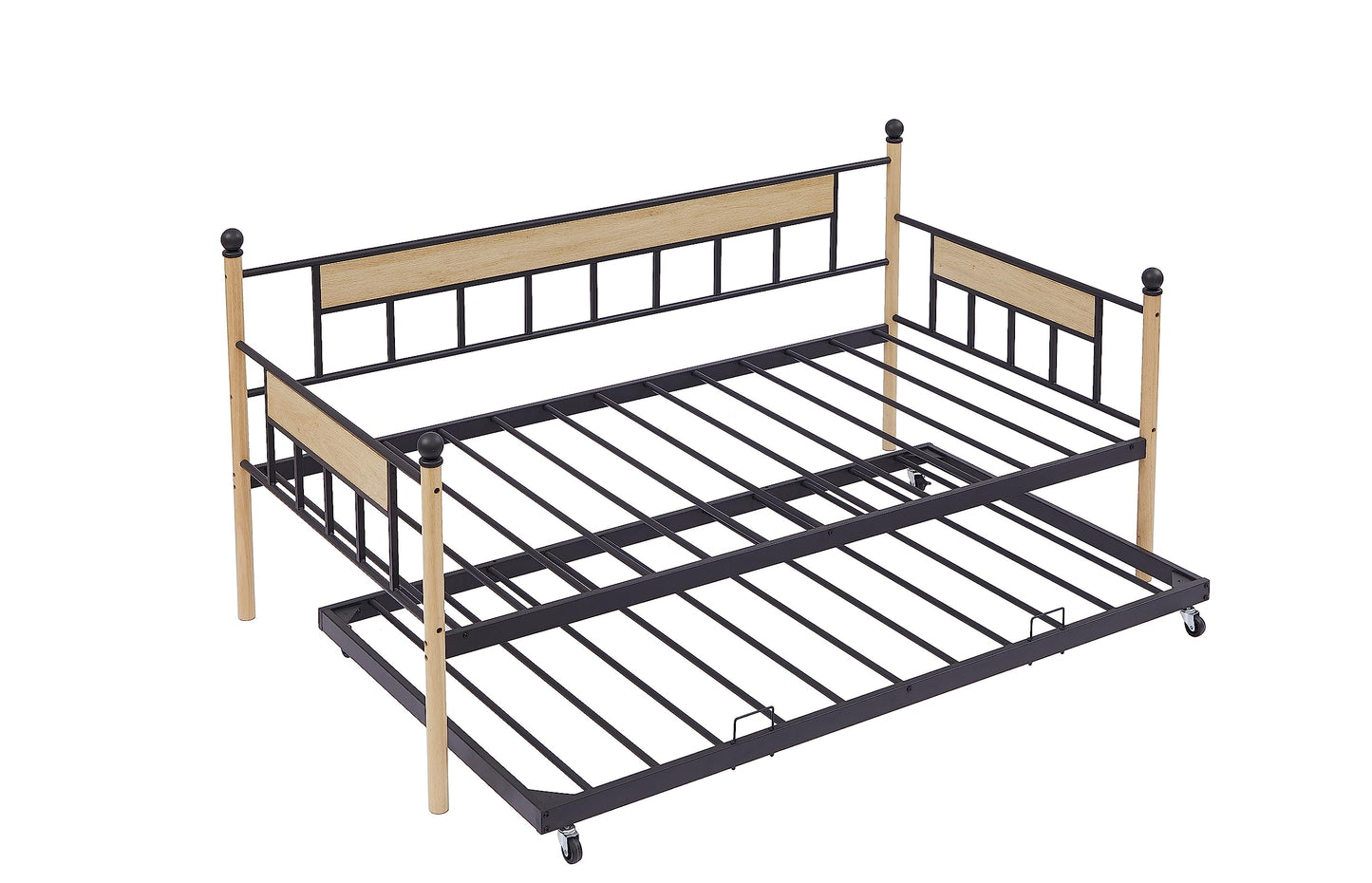 Generic Daybed, Sofa Bed Metal Framed with Trundle Twin Size, Black, 77''L x 40.6'' W x 14.5'' H