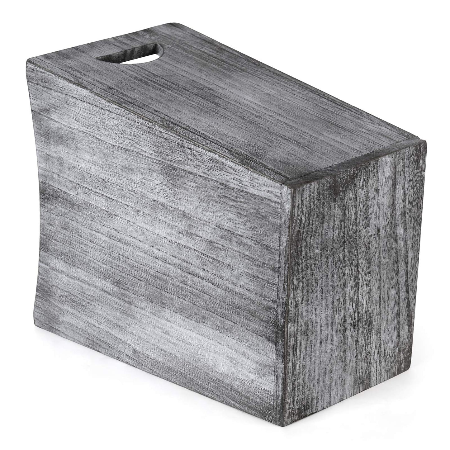 BTY Farmhouse Wooden Trash Can, Small Square Wastebasket Garbage Container Bin Holder, Rustic Torched Home Kitchen Office Trash Cans with Handle for Living Room, Dorm - Gray Green