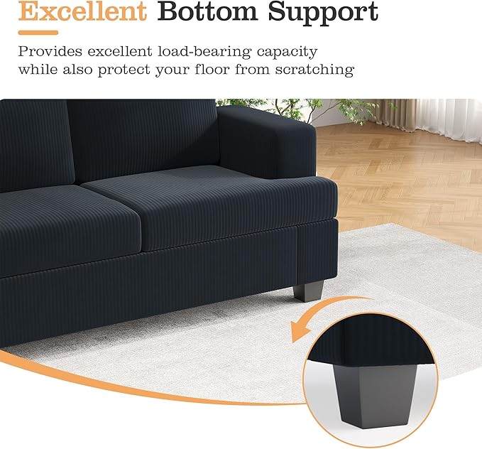 Apicizon Modern Loveseat Set of 2 & 3-Seater Sofa, Corduroy Couch 3 Piece Sofa
