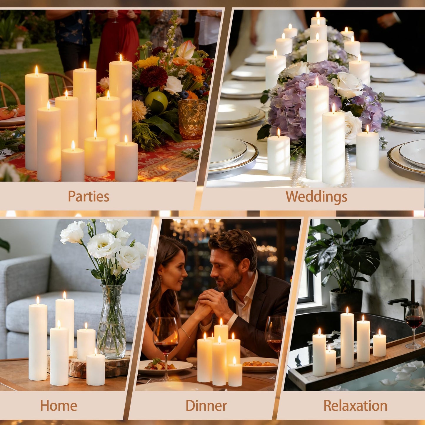 SDBALLBZ 36 Pcs White Pillar Candles Bulk Set, 2x3” 2x6” 2x8” Paraffin Hurricane Candles, Unscented Dripless Smokeless, Long Burning for Party Wedding Events Home Decor