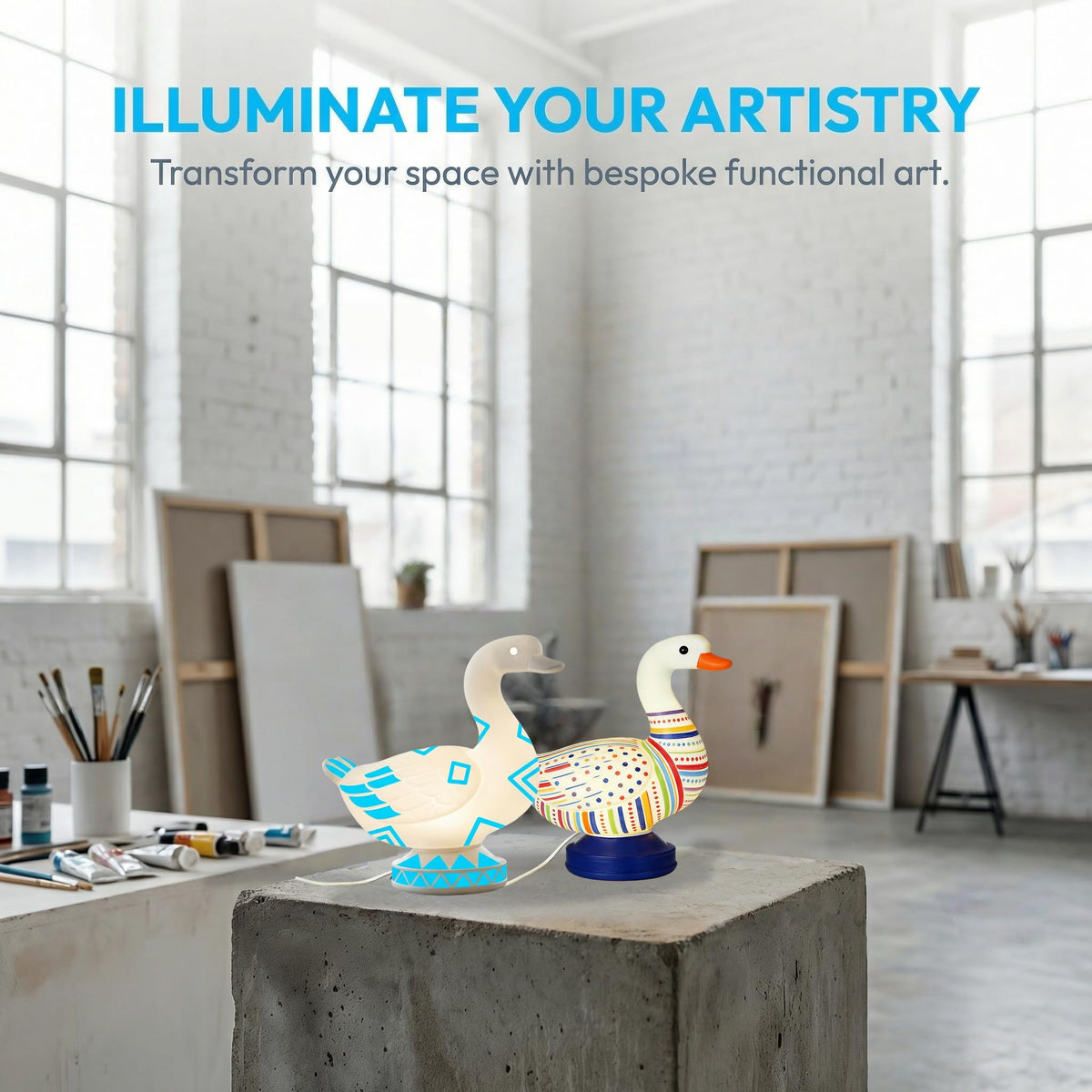 Eastyle DIY Paint Lamp Kit for Kids & Adults - USB Powered Goose Night Light with Lamp Painting Kit & Markers - Creative DIY Crafts for Teens & Unique Paint Gift for Birthday, Room Decor & Art Lovers