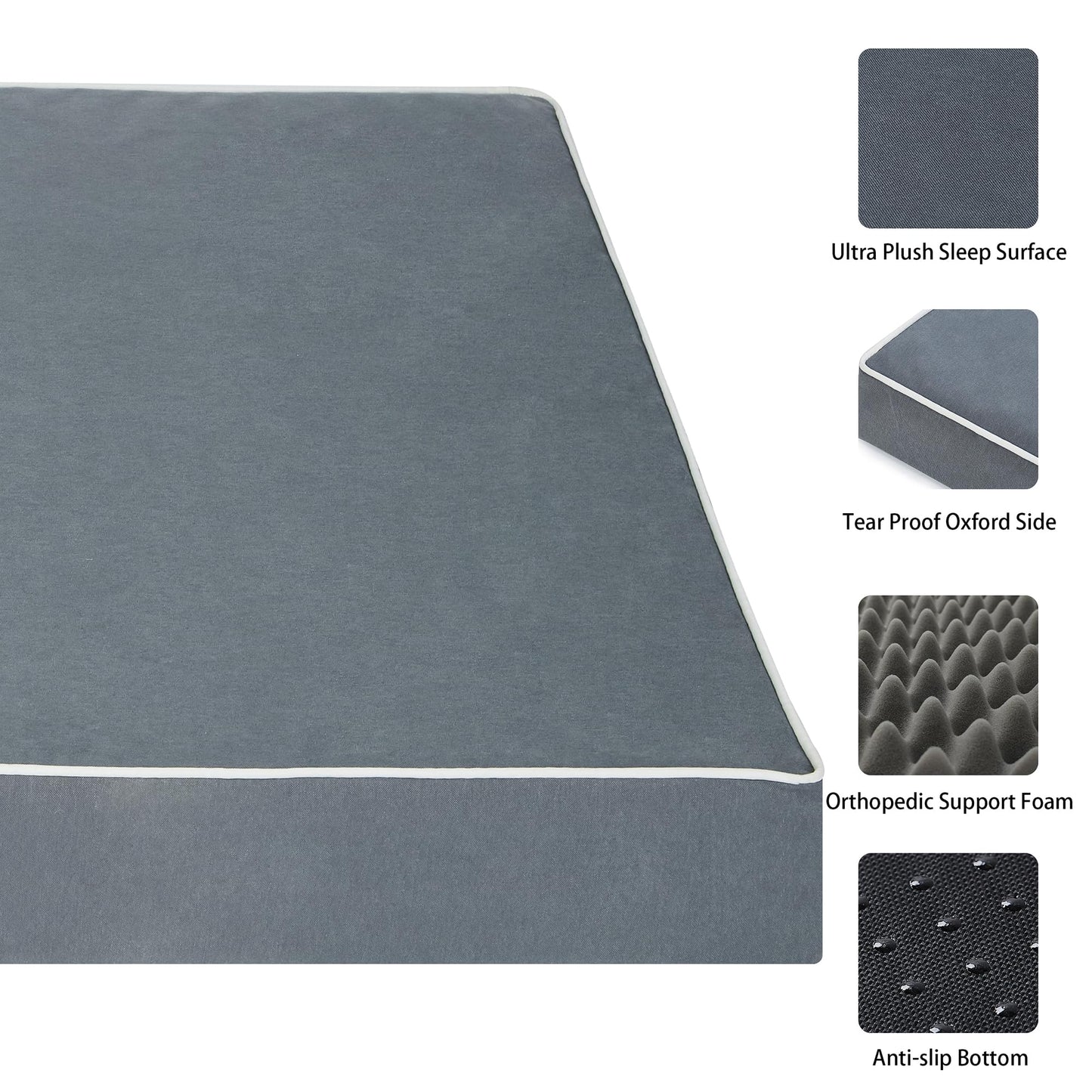 YIZHUOPET Orthopedic Dog Bed,Small M Sized Dog 30''X20''x3'' Soft Waterproof Egg Foam Pet Crate Beds Mat or Kennel Pads with Removable Washable Cover,Non-Slip Bottom,Dark Grey