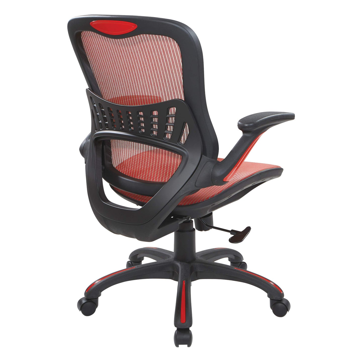 Office Star Riley Ventilated Manager's Office Desk Chair with Breathable Mesh Seat and Back, Black Base with Red