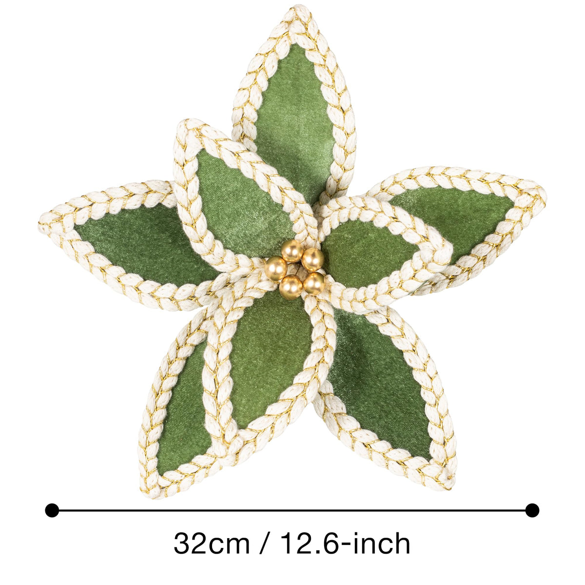 KI Store Velvet Poinsettia Flower Picks 6pcs Light Green Christmas Floral Picks 12-Inch for Christmas Tree Wreath Garland Decorations