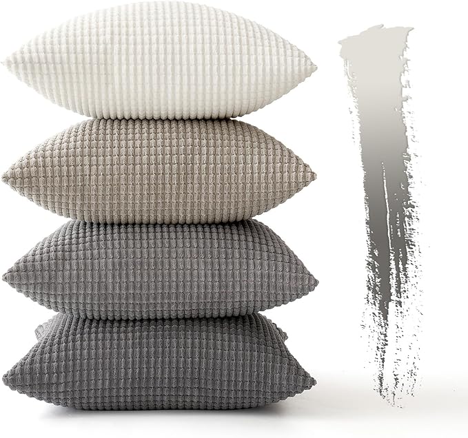 MIULEE Timeless Neutral Pillow Covers 18x18 Inch Set of 4 Mid Century Modern