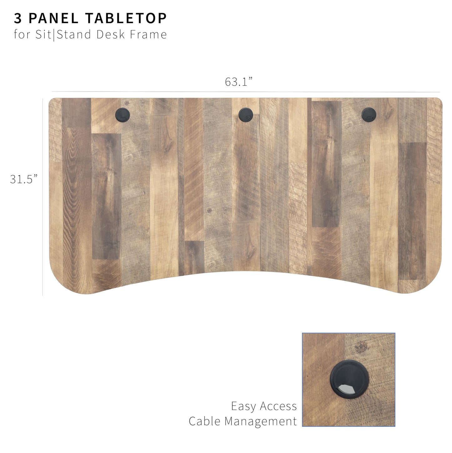 VIVO 63 x 32 inch Universal Table Top for Standard and Sit to Stand Height Adjustable Home and Office Desk Frames, Reclaimed Wood Desktop, DESK-TOP1P