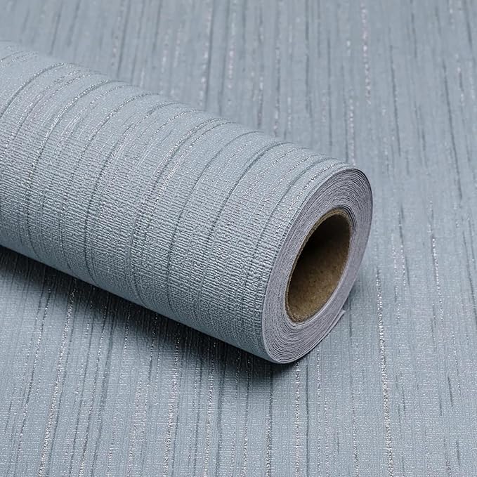 Grasscloth Peel and Stick Wallpaper Grey Blue 15.74" x 472.44" Modern Textured
