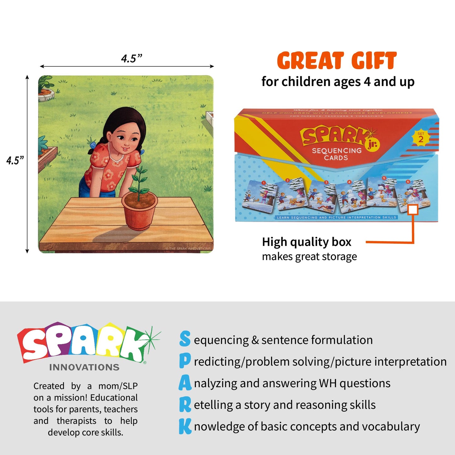 SPARK INNOVATIONS Sequencing Cards, Speech Therapy, Autism Therapy, SEL, Problem Solving, Social Skills, Picture Cards, ESL, English Language Learners (Set 2)