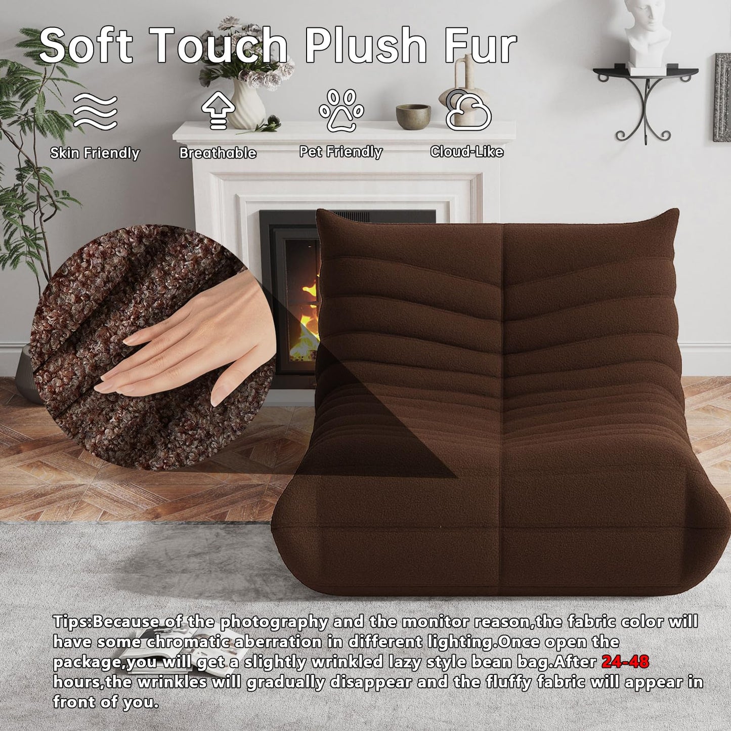 WHGBJA Bean Bag Chair for Adults, Lazy Bean Bag Sofa for Bedroom, Living Room, Reading, Gaming Floor Sofa Chair, Boneless, Comfy