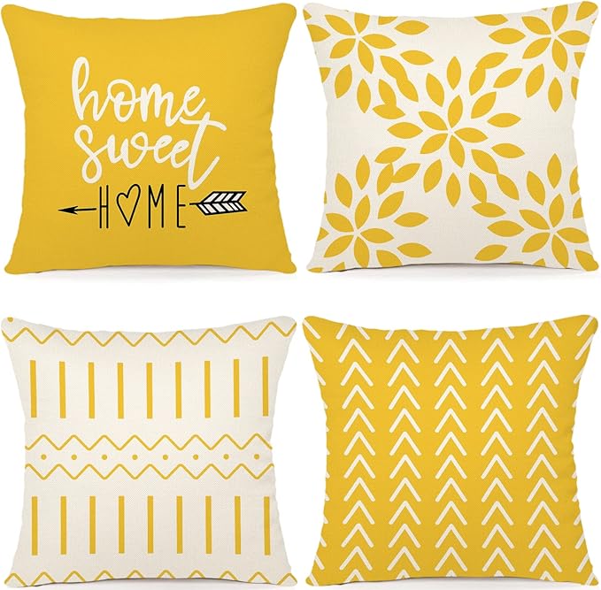 YCOLL Pillow Covers 20x20 Set of 4, Modern Sofa Throw Pillow Cover, Decorative
