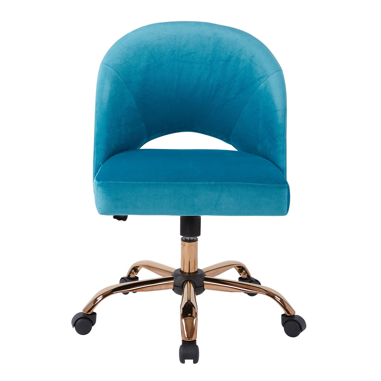 OSP Home Furnishings Lula Adjustable Plush Office Desk Chair with 5-Star Base, Rose Gold with Cruising Fabric