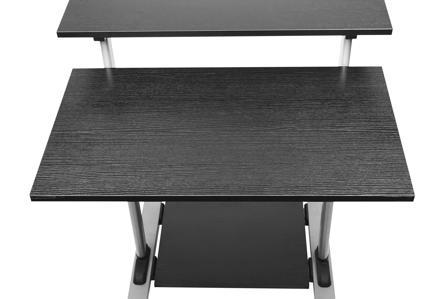 TechOrbits Rolling Desk for Laptop - Standing or Sitting Mobile Computer Cart with Wheels, Adjustable Height & 27.5-inch Surface - Portable Home Office Workstation - Black﻿