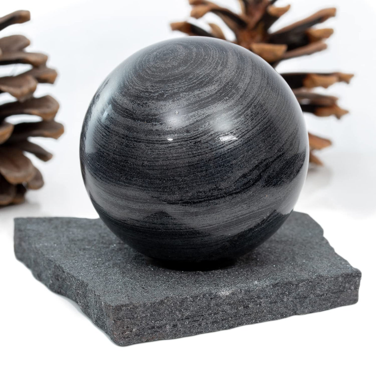 RUMINERAL Specular Hematite Sphere 56-60 mm with Stand Polished Crystal Stone