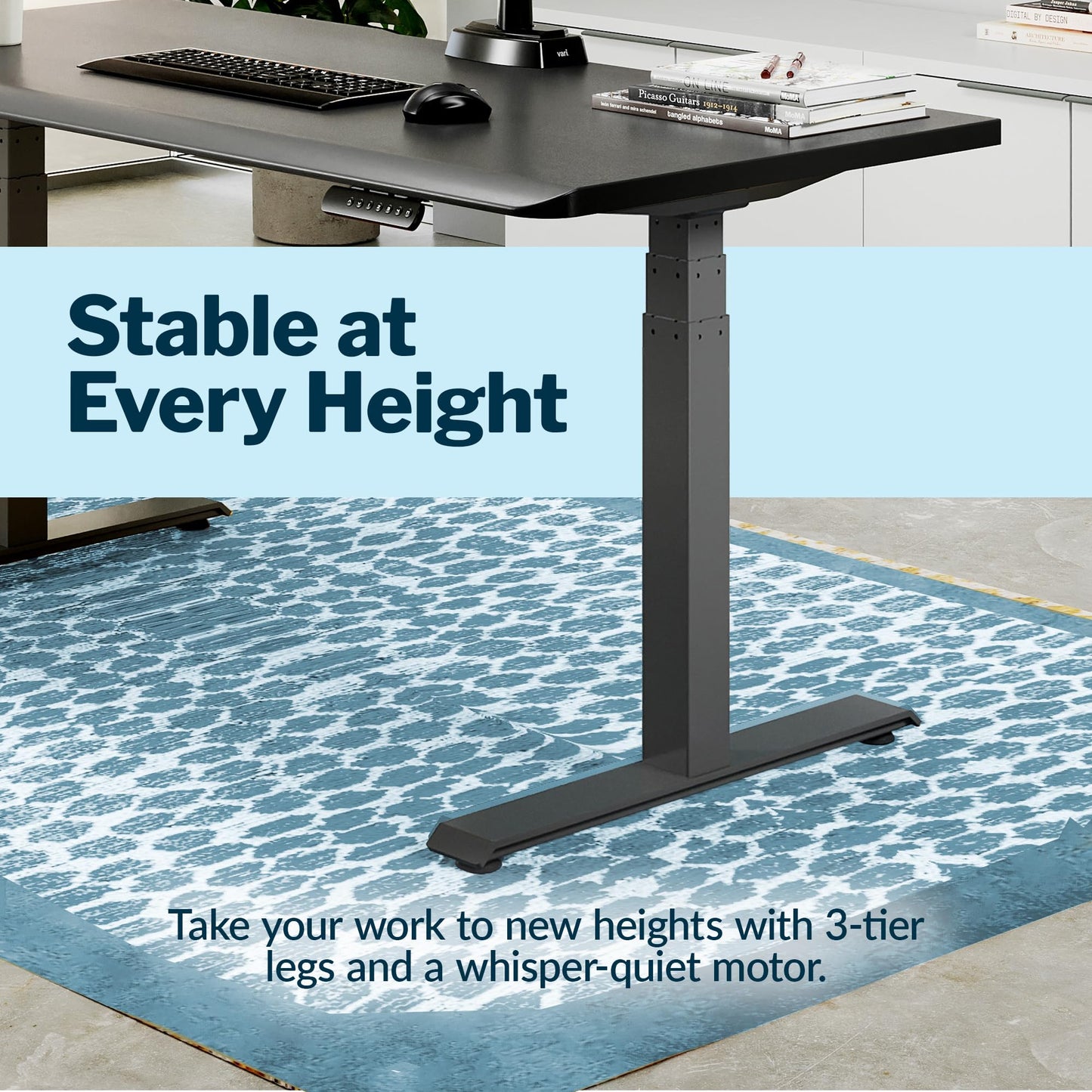 Vari ComfortEdge 72x30 Inch Electric Standing Desk – Height Adjustable Large Office Sit Stand VariDesk with Sloped Edge, Memory Presets, 180 LB Capacity + Tool-Free Assembly (Black)