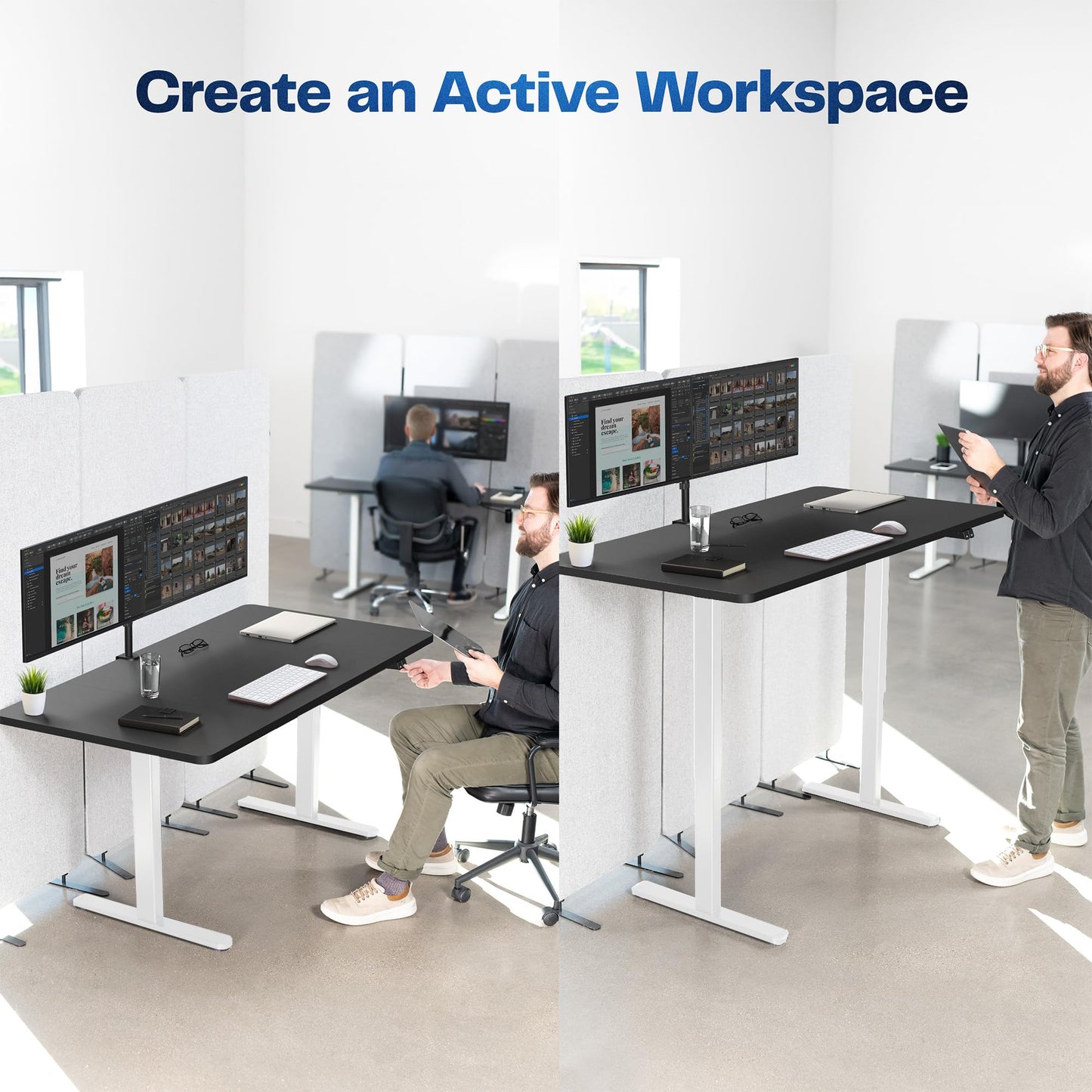 VIVO Electric Stand Up Desk Frame Workstation, Single Motor Ergonomic Standing Height Adjustable Base with Simple Controller, White, DESK-V100EW