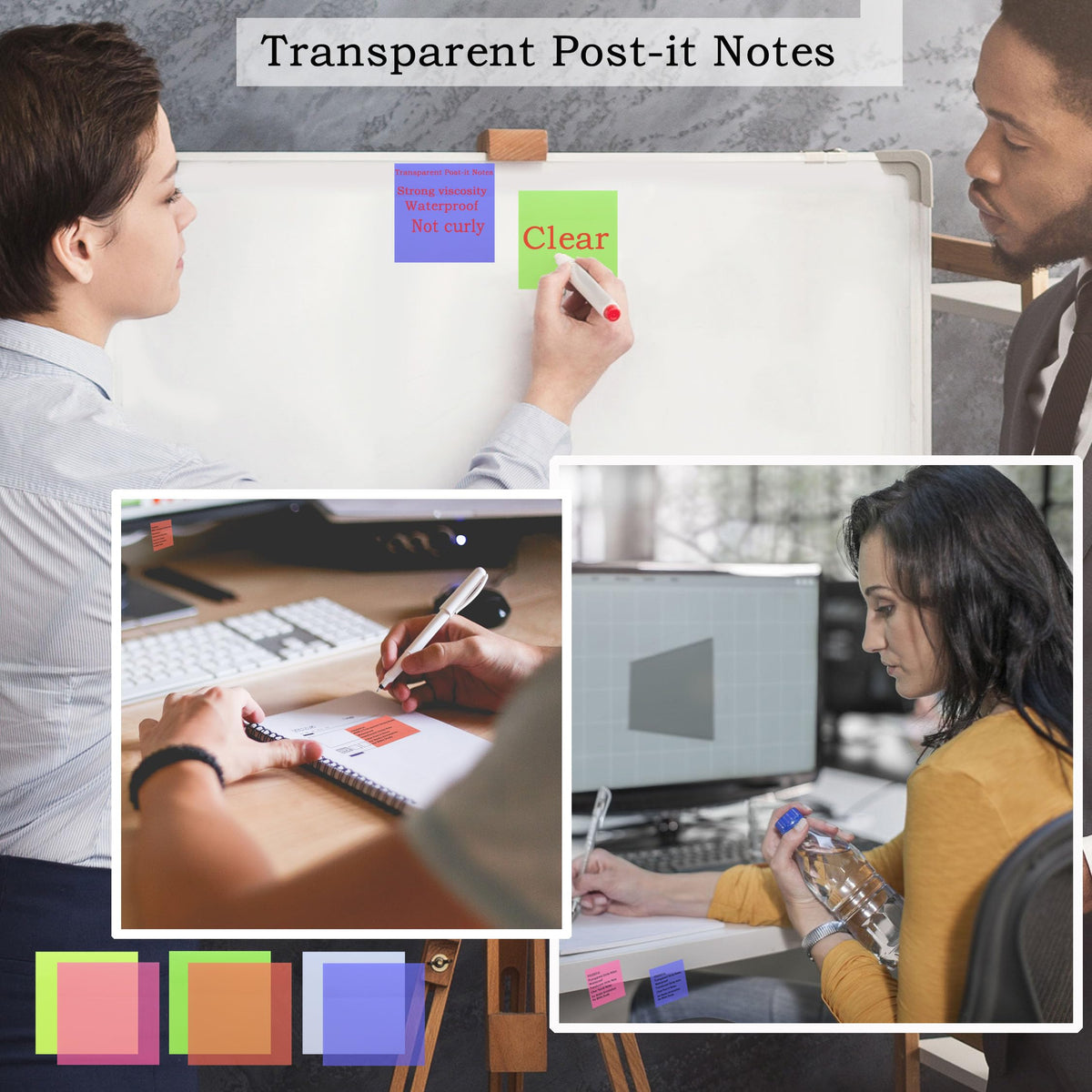 YOUDEFUL 800Pcs Transparent Sticky Notes, 3"x3" Clear Sticky Notes, Waterproof Translucent Sticky Note Pads for Books Annotation, Clear Post it Notes for Bible Study, School, Office