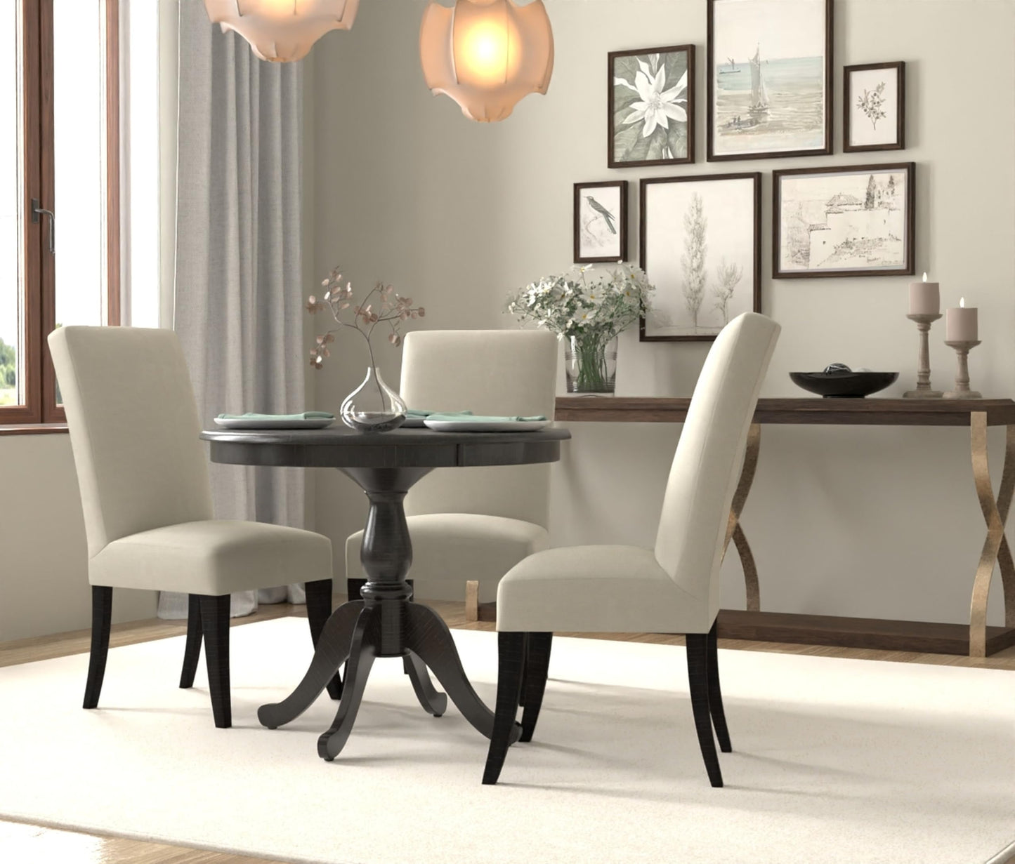 Carolina Chair & Table Fairview Round Dining Table – Classic American Style Furniture, Seats 2-4 Person Wooden Top Pedestal Base Table for Kitchen or Dining Room (Antique Black, 36")