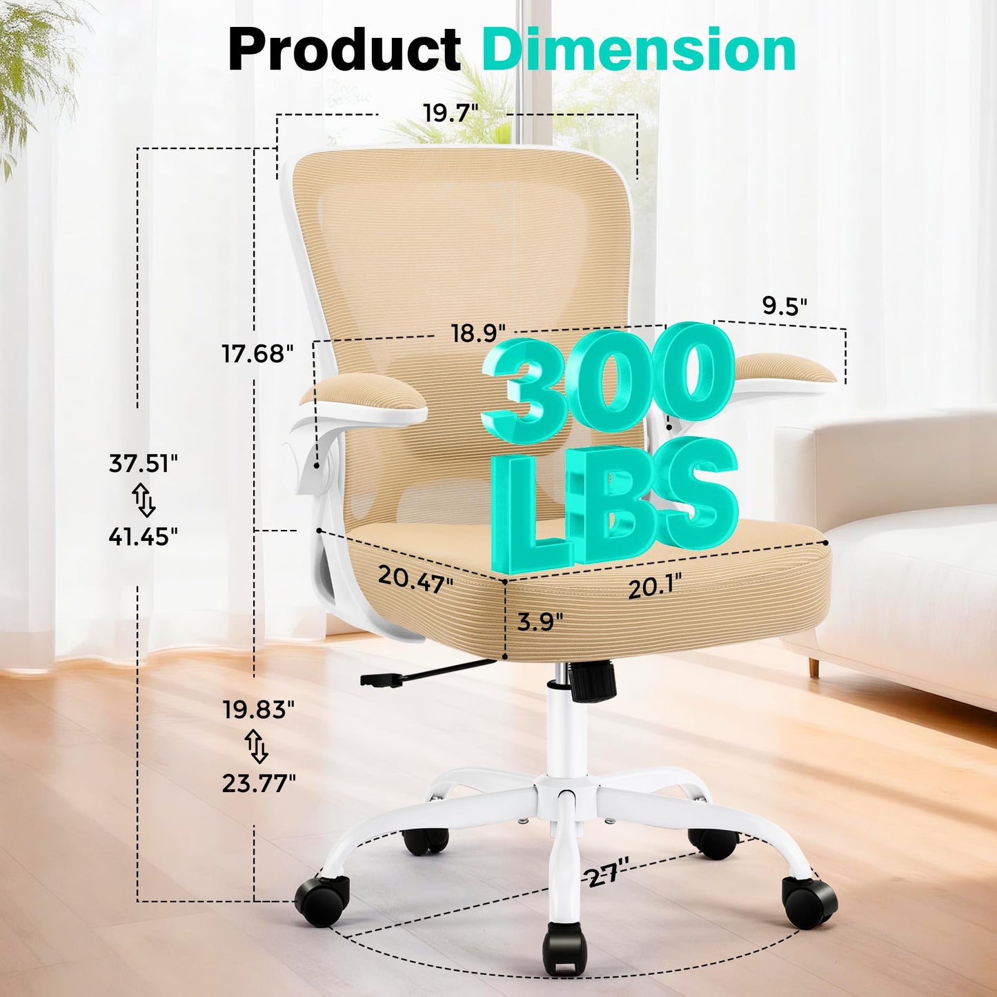 AreShark Office Chair - Ergonomic Breathable Mesh Desk Chair with Adjustable Lumbar Support and Flip-up Armrests - Executive High Back Rolling Swivel Comfortable Computer Gaming Chair for Home Office
