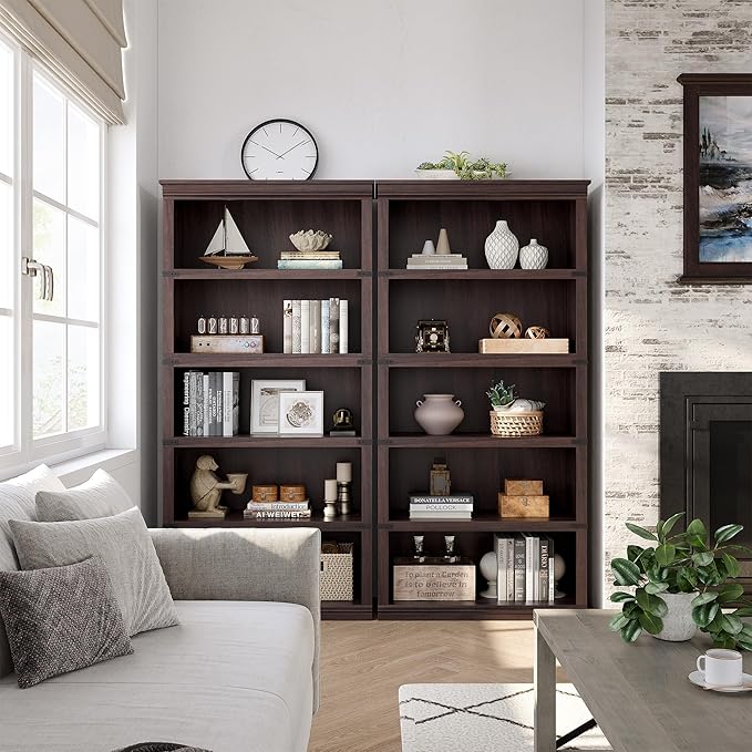 GarveeHome 5 Tier Farmhouse Bookcase, 67.4" Tall Book Shelf