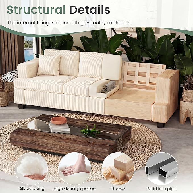YOUDENOVA 63" Corduroy Sofa Couch Loveseat