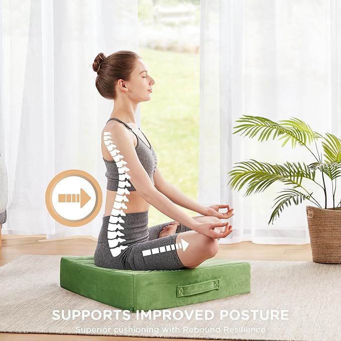 Codi High Density Foam Floor Pillow 2 Sets, Large Meditation Cushions Seating
