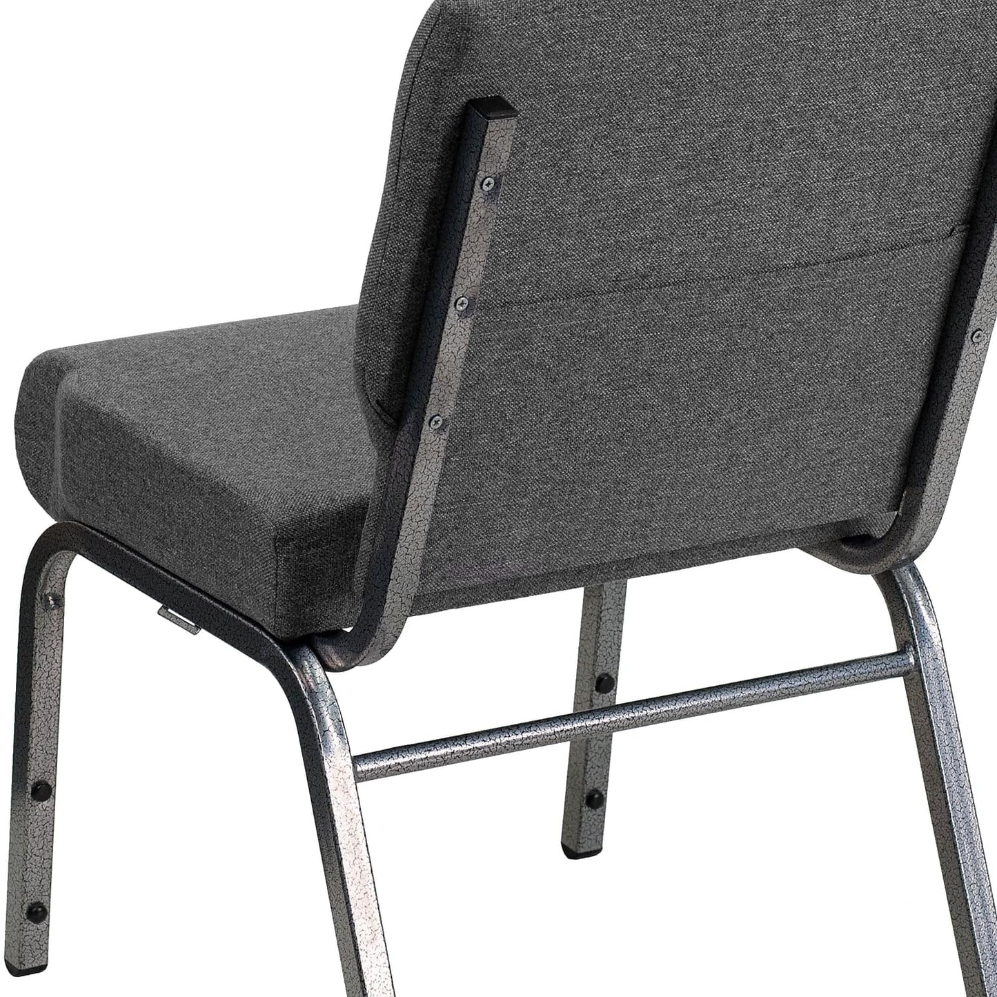 Flash Furniture HERCULES Series 21''W Stacking Church Chair in Gray Fabric - Silver Vein Frame