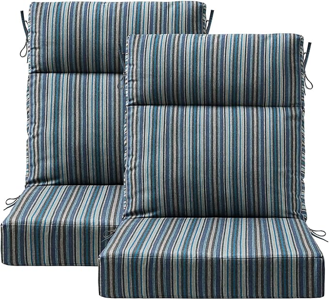 Unimatta Sunbrella Outdoor High Back Chair Cushion Seat Pads, 44 x 21 Inch