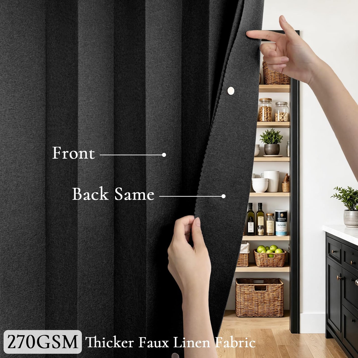 HMYI Vertical Privacy Shades, Memory Trained Pinch Pleated Vertical Drape Suit for 78 Width Open Cover, 1 Panel, W100 x L84, Black