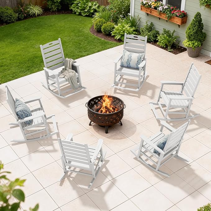 SERWALL Outdoor Rocking Chair Set of 2, Oversized Rocking Chair