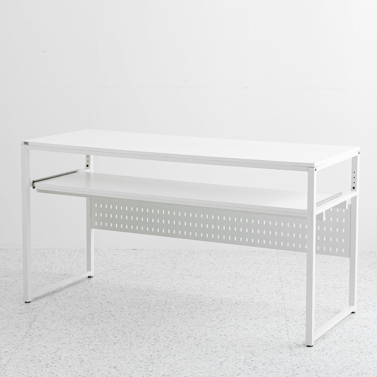 LYYL Music Studio Desk with Keyboard Tray, for Full 88 Keys and 61 Keys (Music Producer Desk) (White, 88 Keys (Without Height Adjustment Bracket)