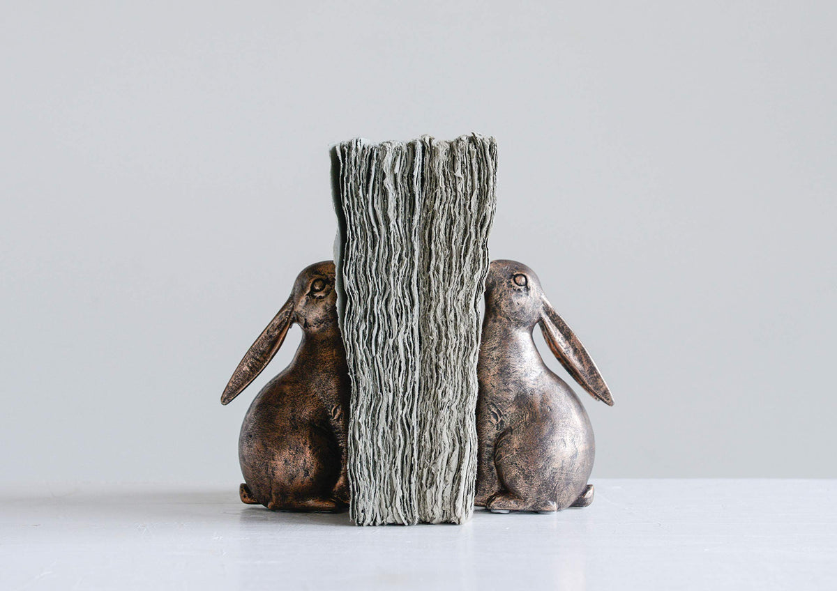 Creative Co-Op Decorative Resin Rabbit Bookends, Bronze